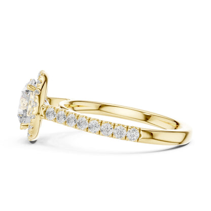 Round Lab Grown Diamond Halo Engagement Ring