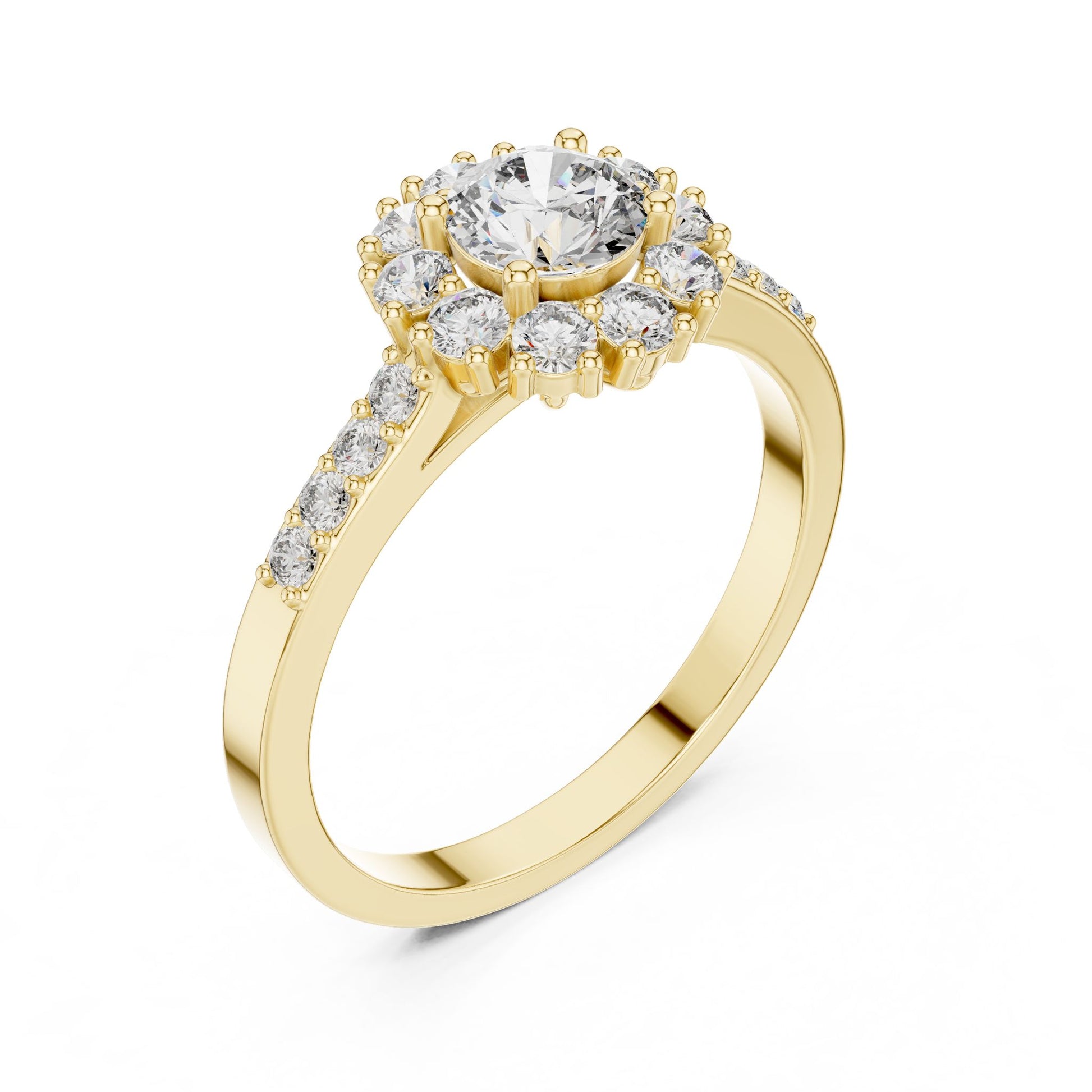 Round Lab Grown Diamond Halo Engagement Ring
