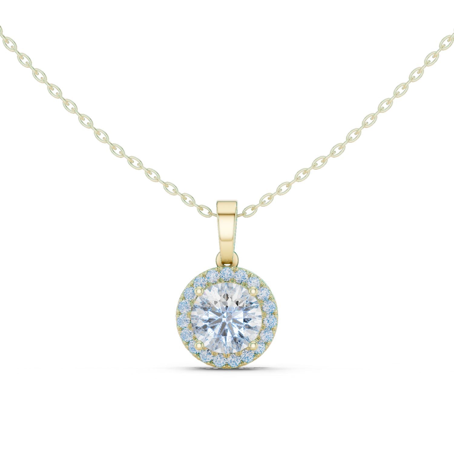 Round Lab Grown Diamond Halo Pendant