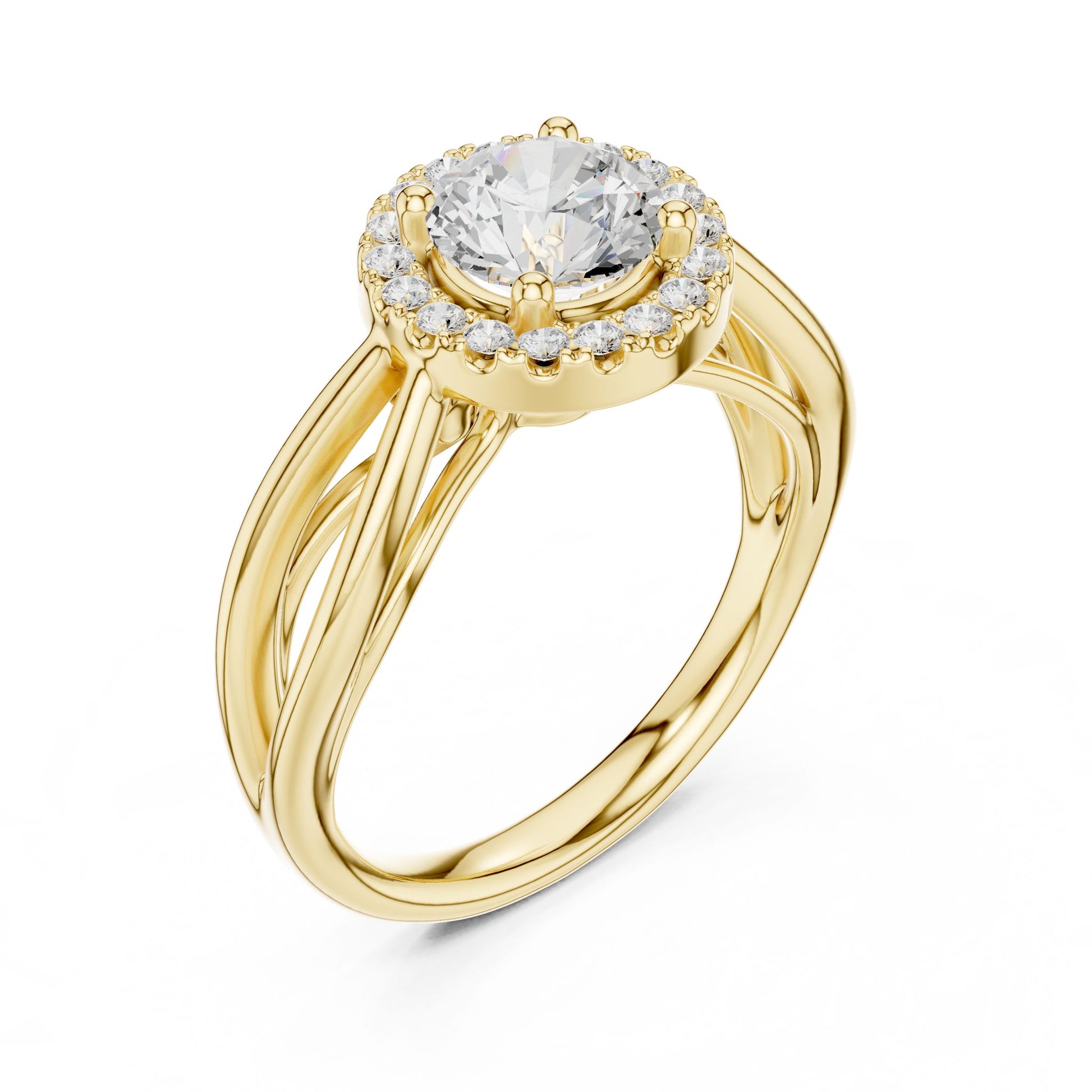 Round Lab Grown Diamond Halo Engagement Ring