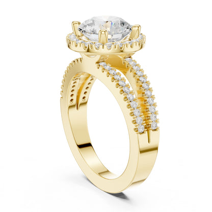 Round Lab Grown Diamond Halo Engagement Ring