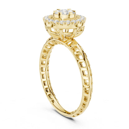 Round Lab Grown Diamond Halo Engagement Ring