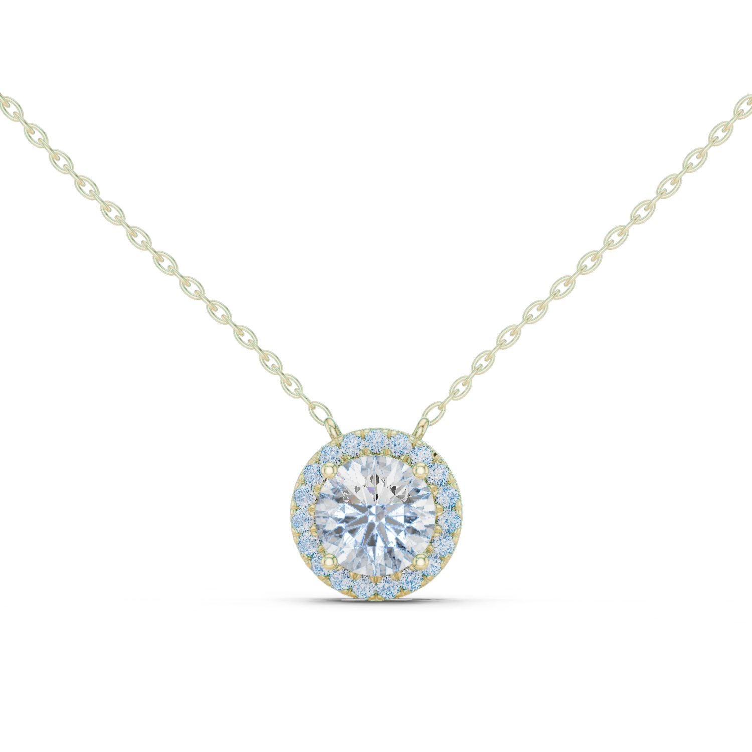 Round Lab Grown Diamond Halo Pendant