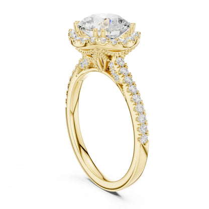 Round Lab Grown Diamond Halo Engagement Ring