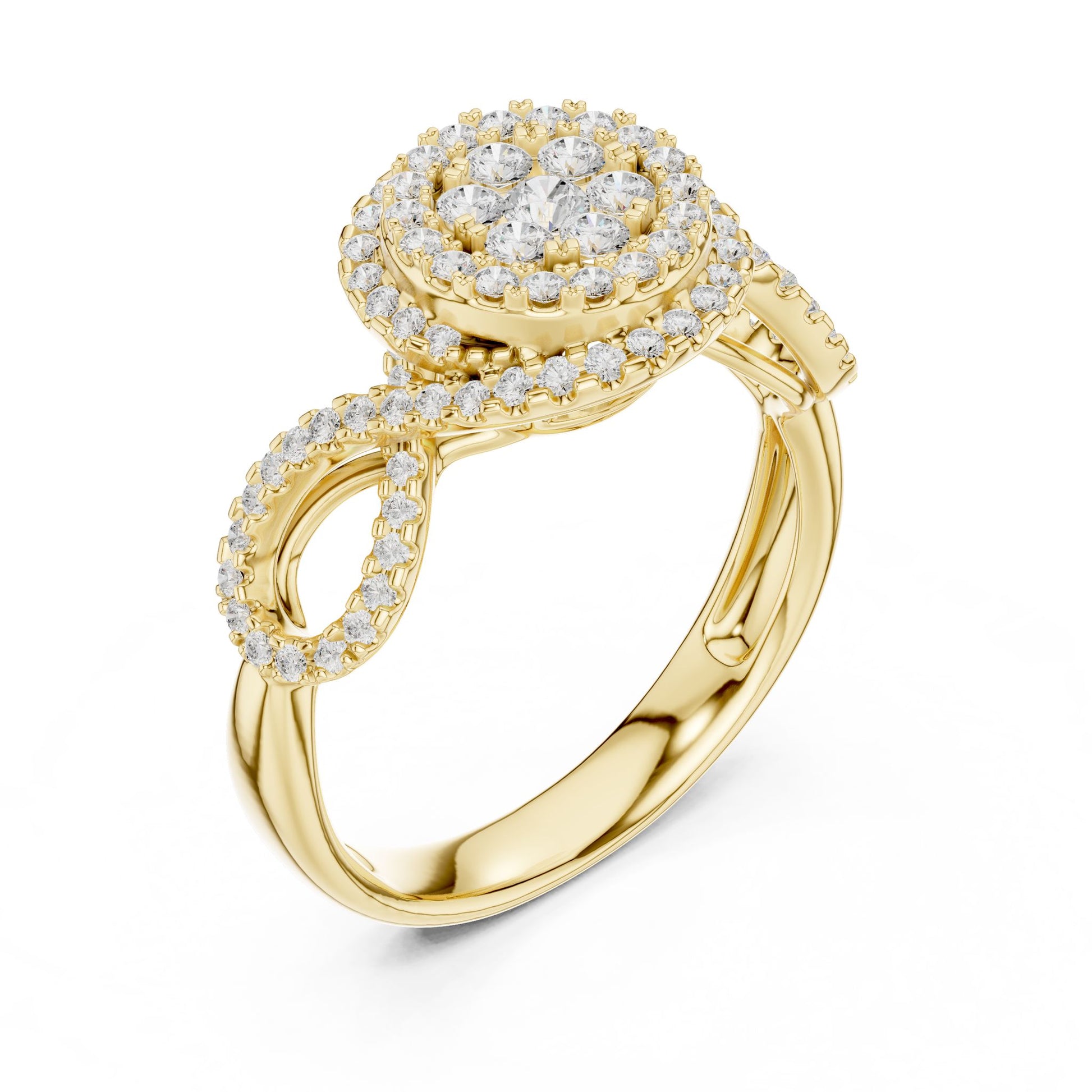 Round Lab Grown Diamond Halo Engagement Ring