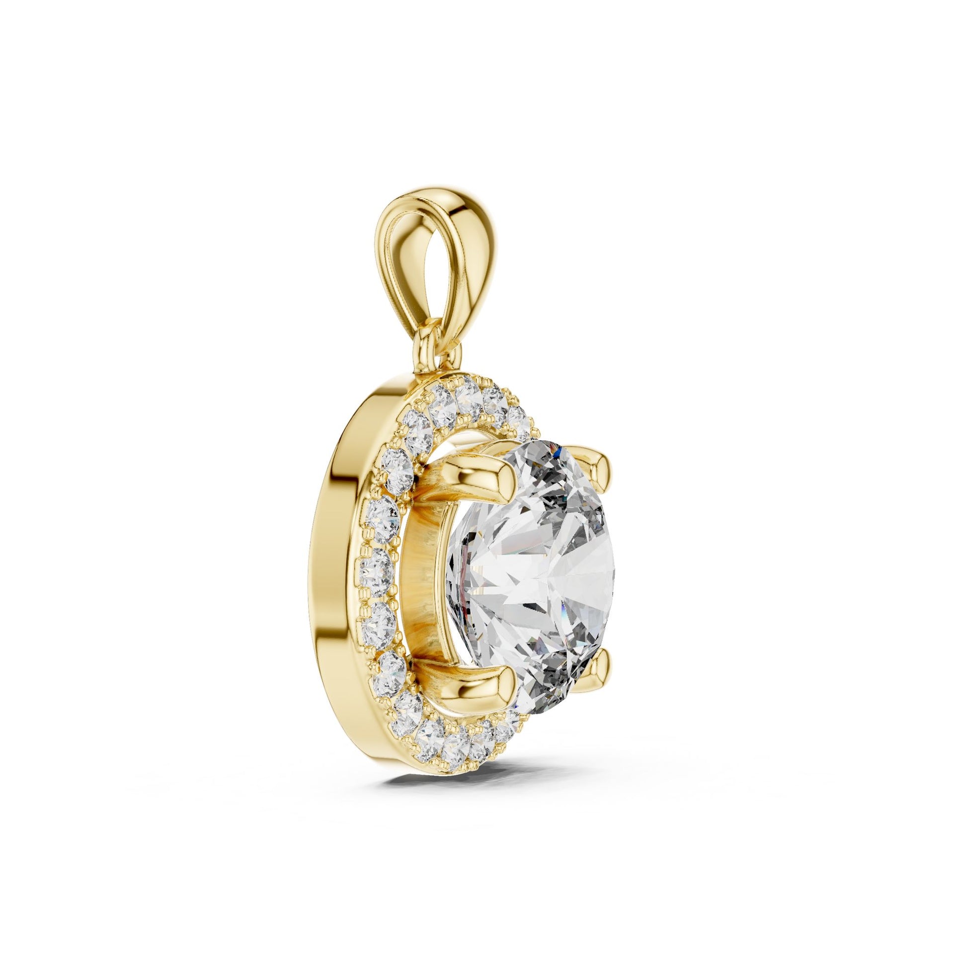 Round Lab Grown Diamond Halo Pendant