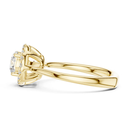 Round Lab Grown Diamond Halo Engagement Ring
