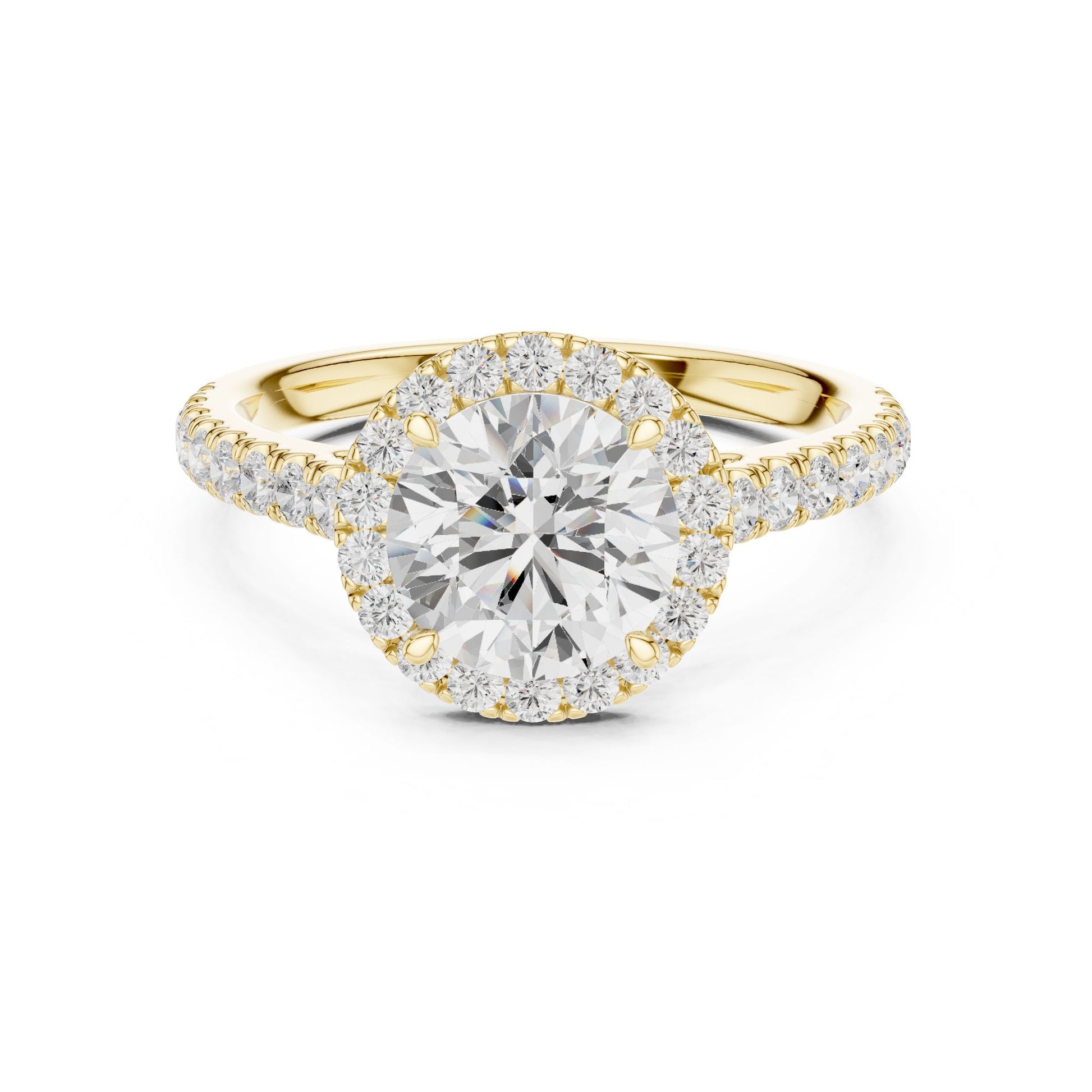 Round Lab Grown Diamond Halo Engagement Ring