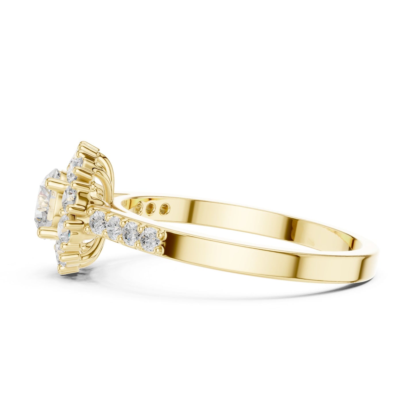 Round Lab Grown Diamond Halo Engagement Ring