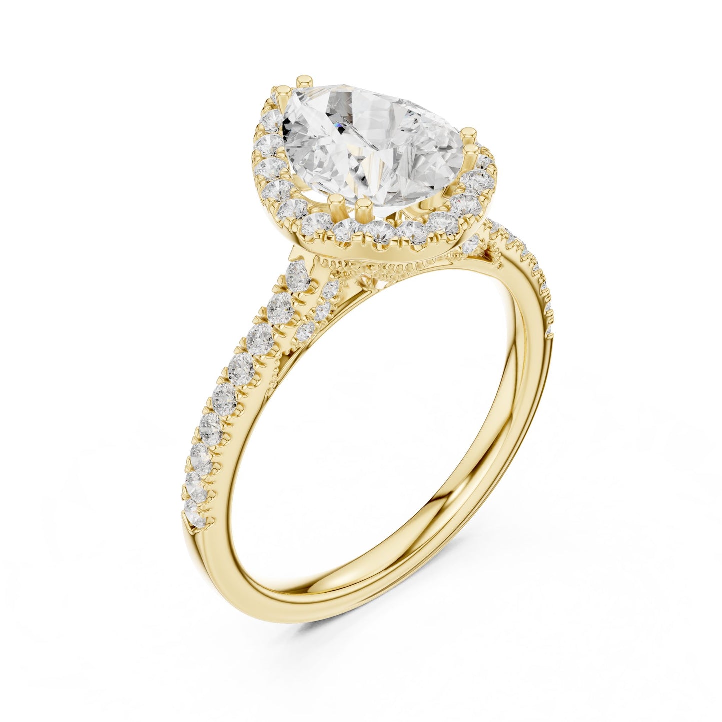 Round Lab Grown Diamond Halo Engagement Ring