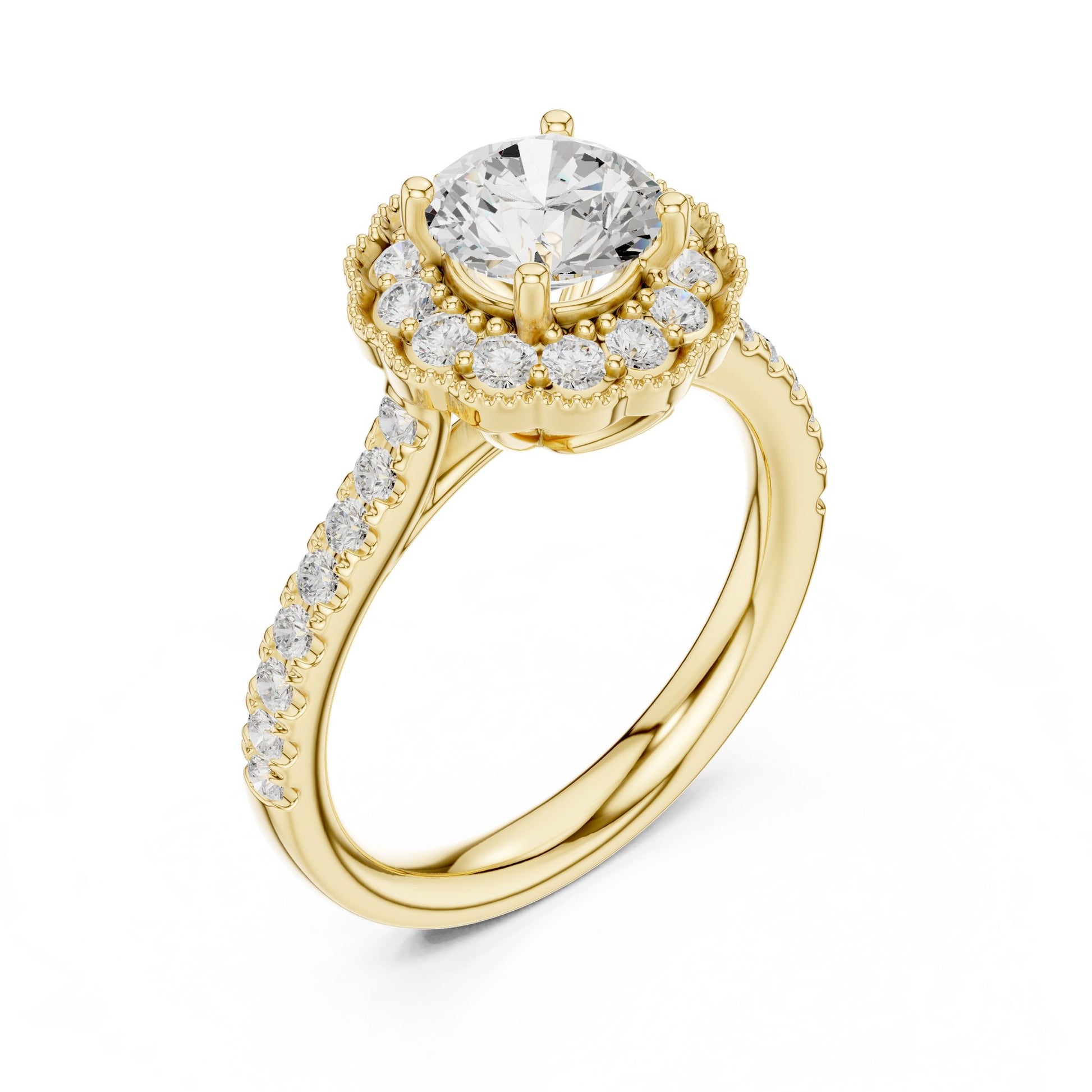 Round Lab Grown Diamond Halo Engagement Ring