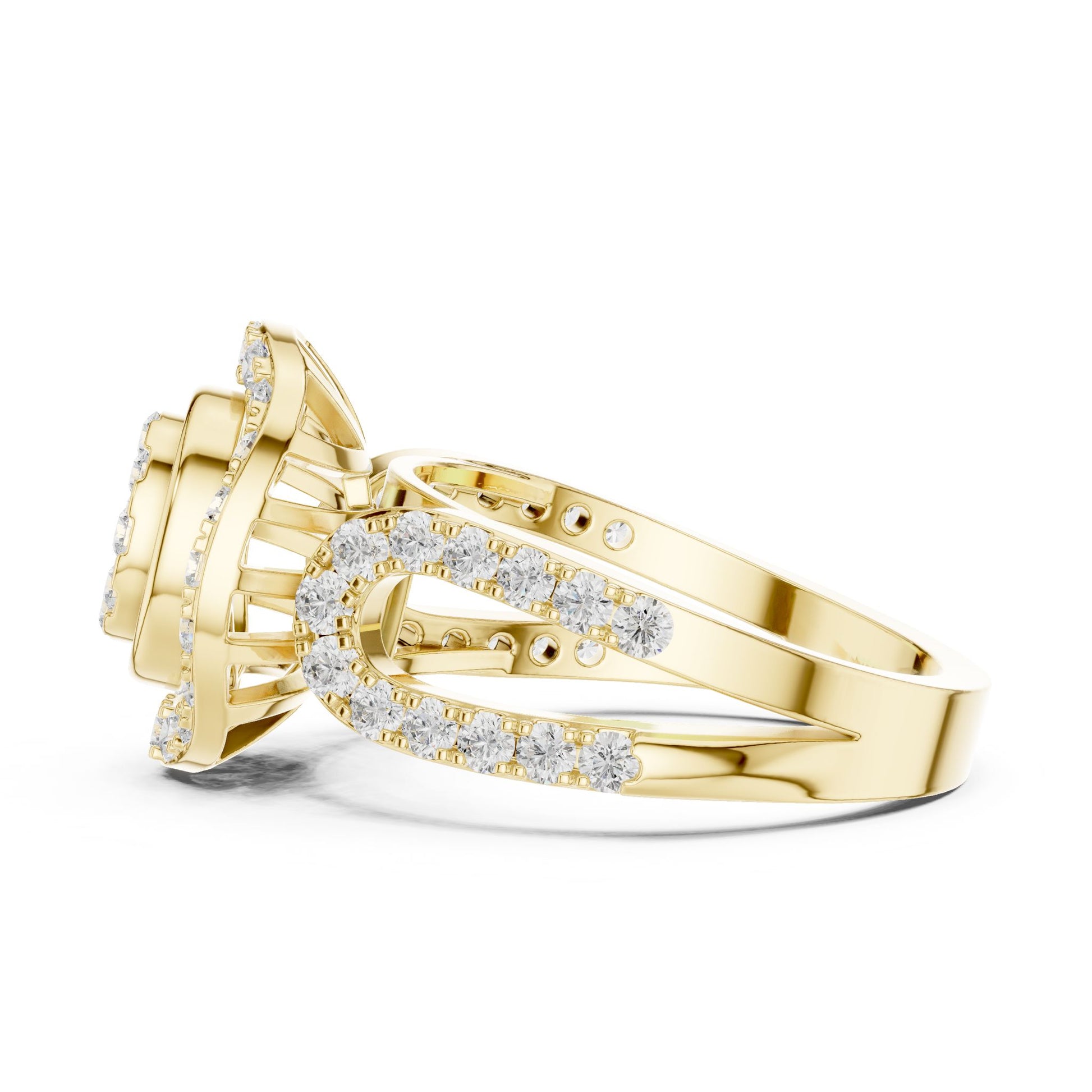 Round Lab Grown Diamond Halo Engagement Ring