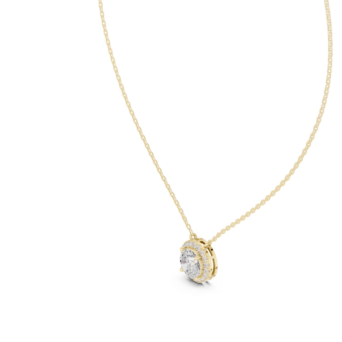Round Lab Grown Diamond Halo Pendant