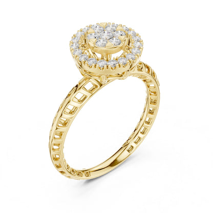 Round Lab Grown Diamond Halo Engagement Ring