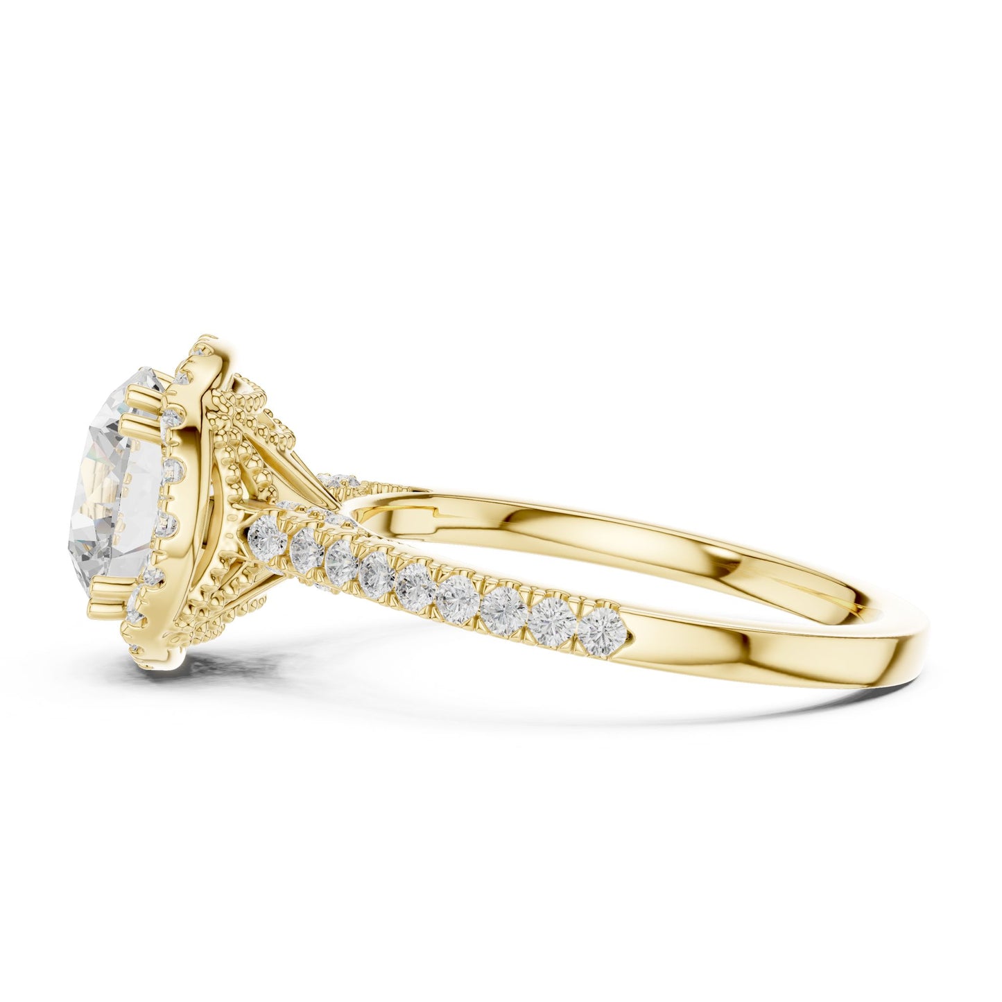 Round Lab Grown Diamond Halo Engagement Ring