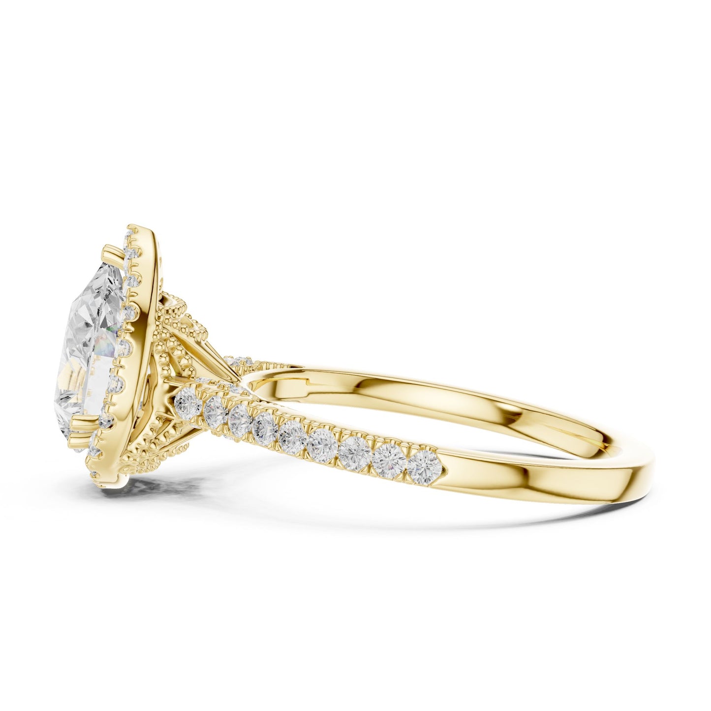 Round Lab Grown Diamond Halo Engagement Ring