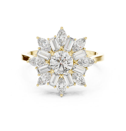 Round Lab Grown Diamond Halo Engagement Ring