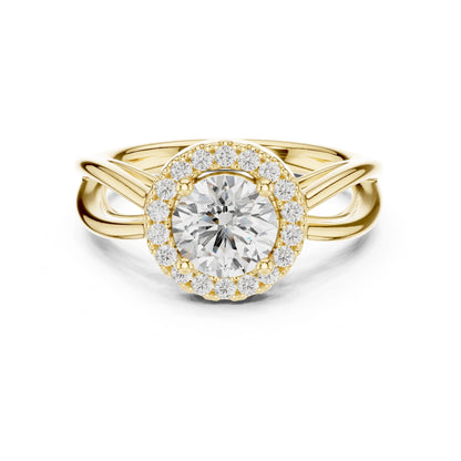 Round Lab Grown Diamond Halo Engagement Ring