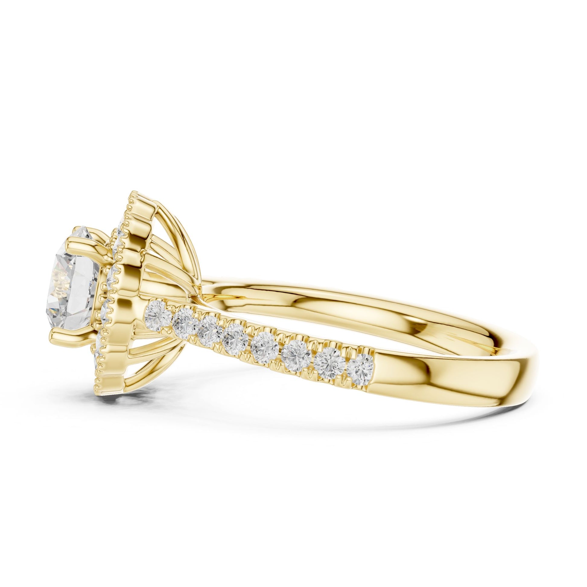 Round Lab Grown Diamond Halo Engagement Ring