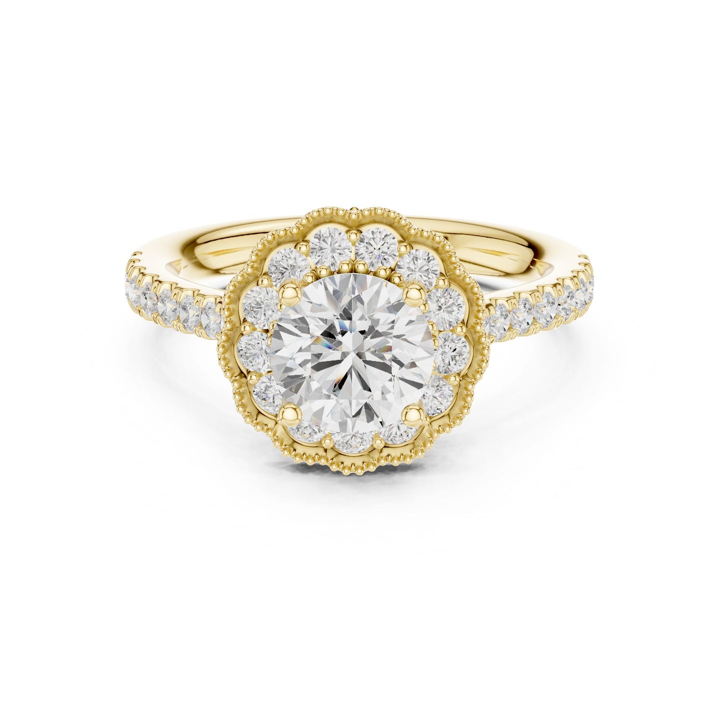 Round Lab Grown Diamond Halo Engagement Ring
