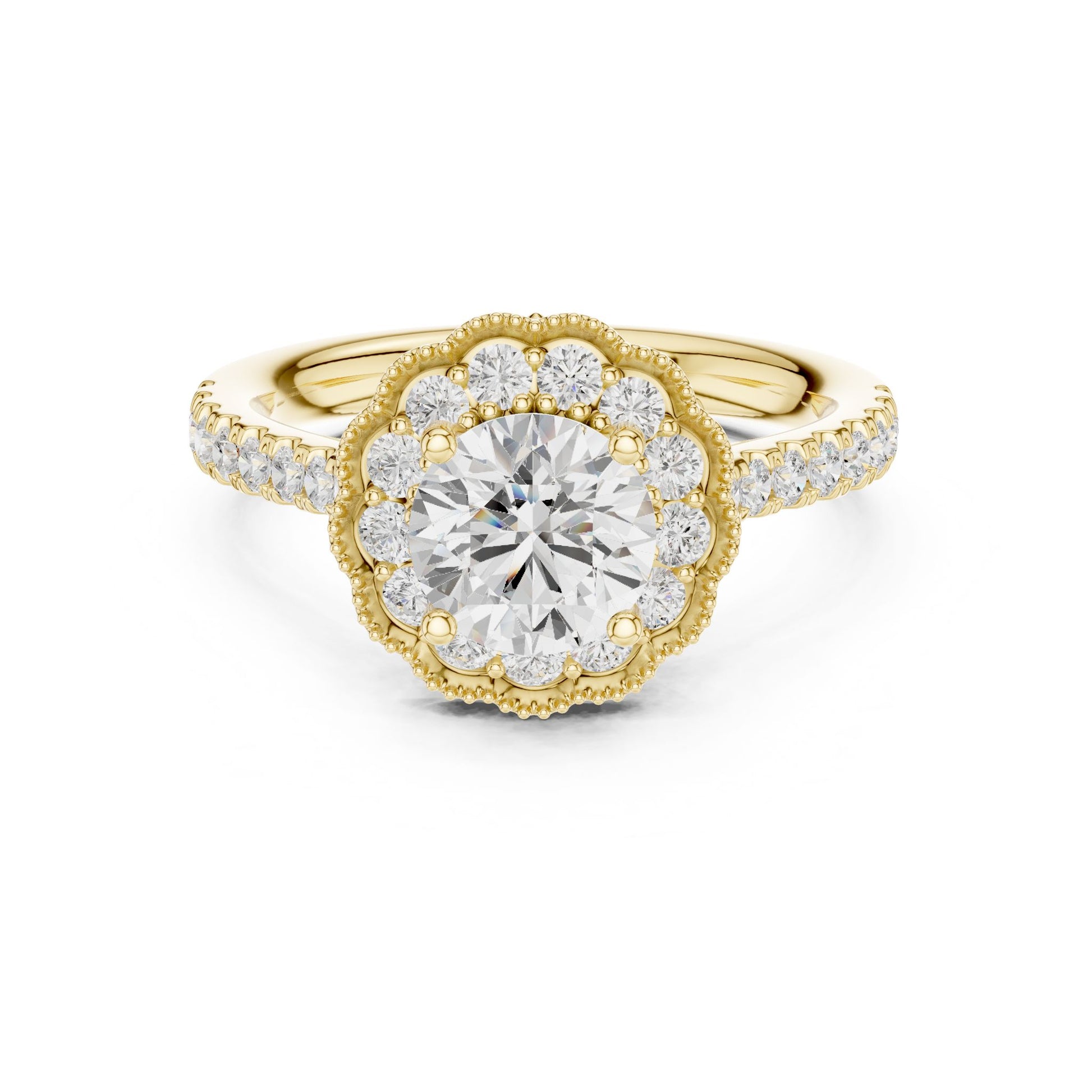 Round Lab Grown Diamond Halo Engagement Ring
