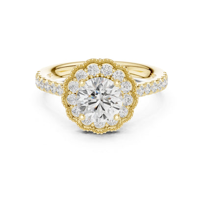 Round Lab Grown Diamond Halo Engagement Ring