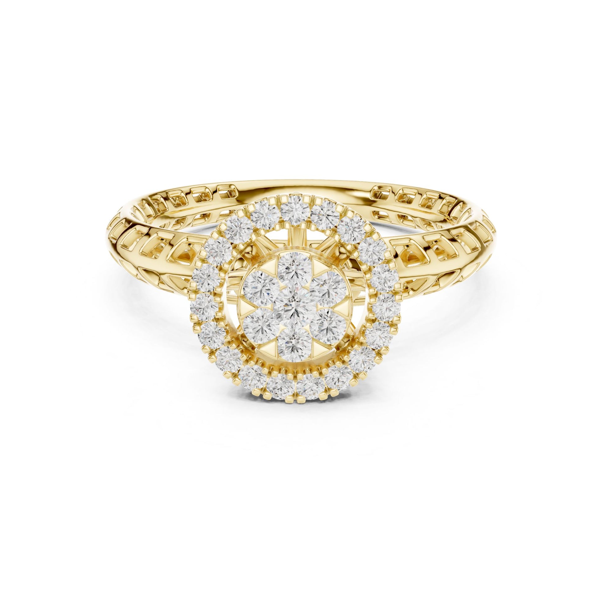 Round Lab Grown Diamond Halo Engagement Ring