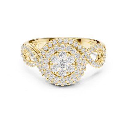 Round Lab Grown Diamond Halo Engagement Ring