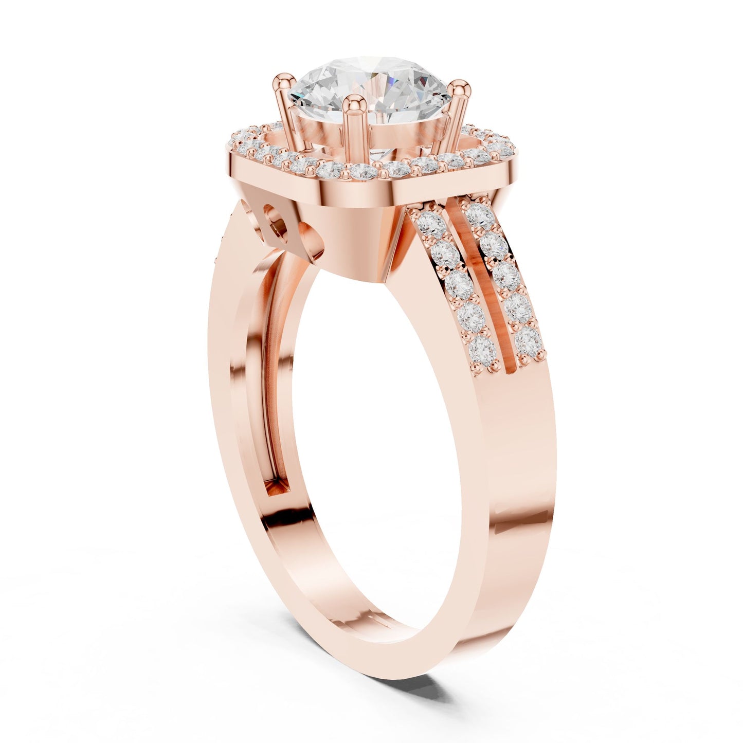 Round Lab Grown Diamond Halo Engagement Ring