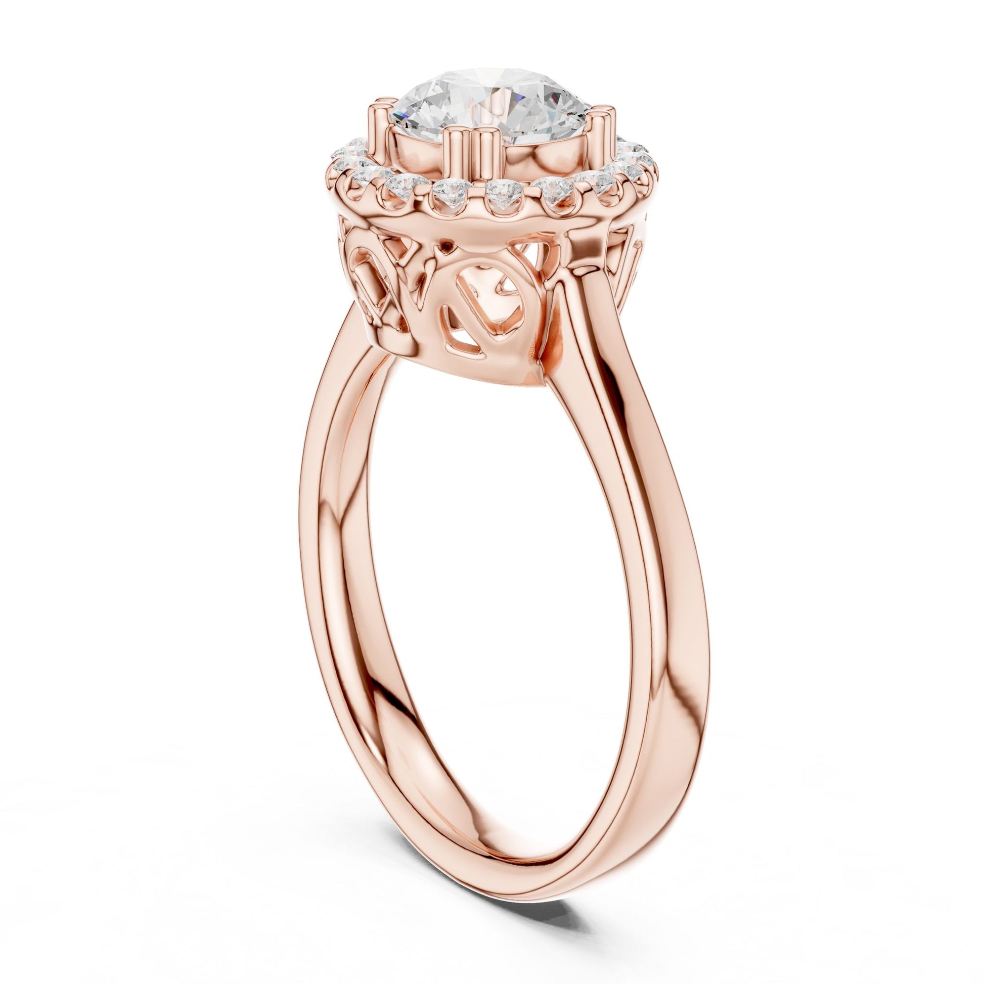 Round Lab Grown Diamond Halo Engagement Ring