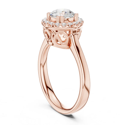 Round Lab Grown Diamond Halo Engagement Ring