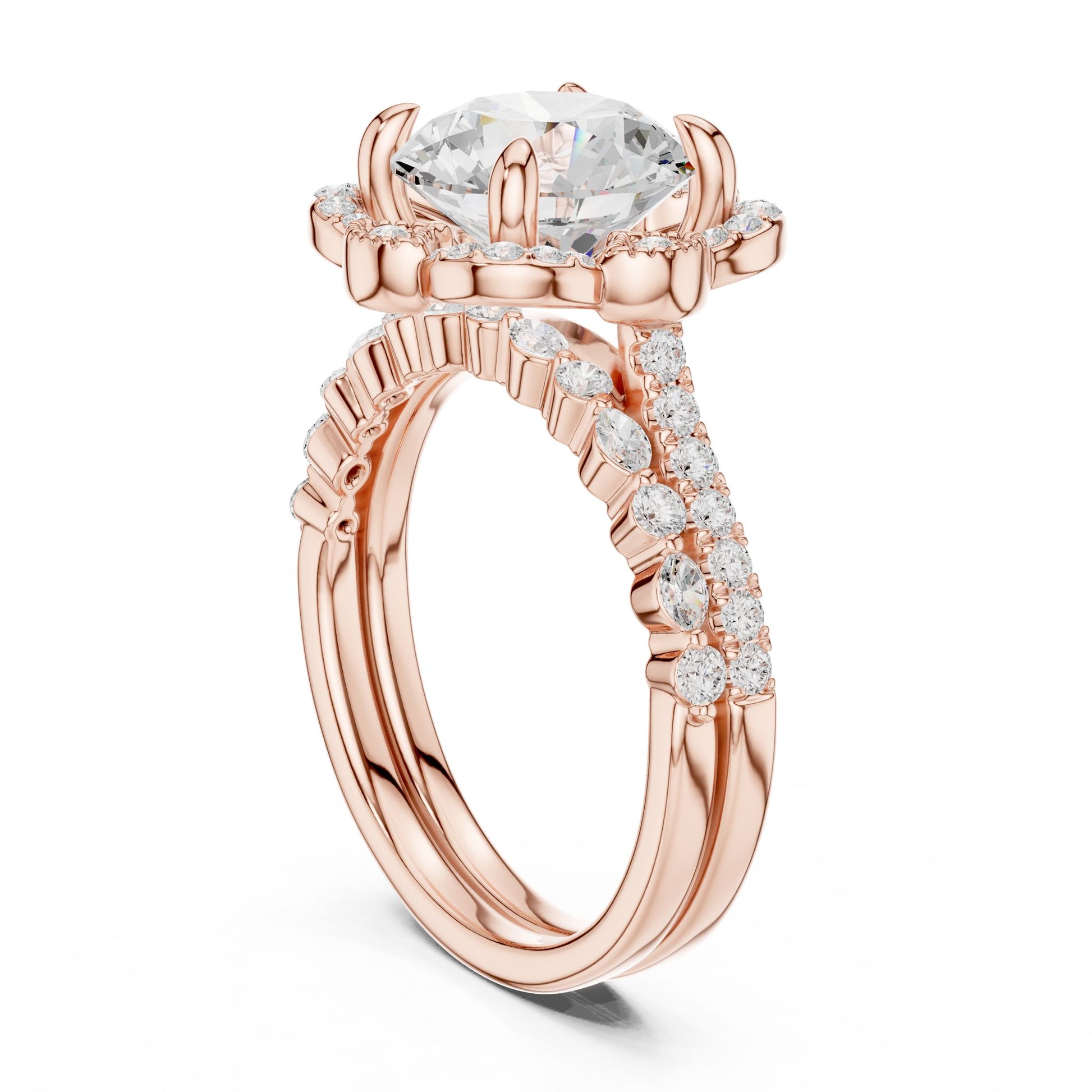 Round Lab Grown Diamond Halo Engagement Ring