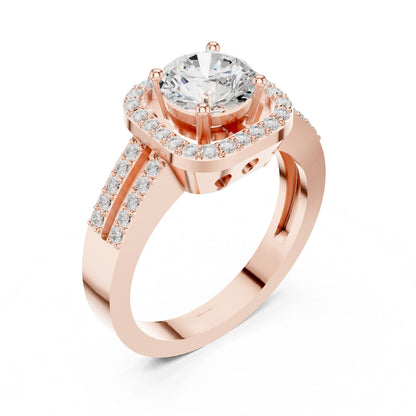 Round Lab Grown Diamond Halo Engagement Ring