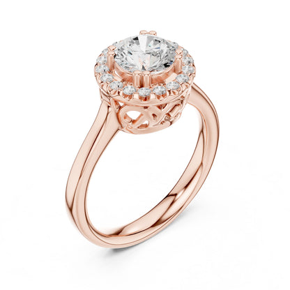 Round Lab Grown Diamond Halo Engagement Ring