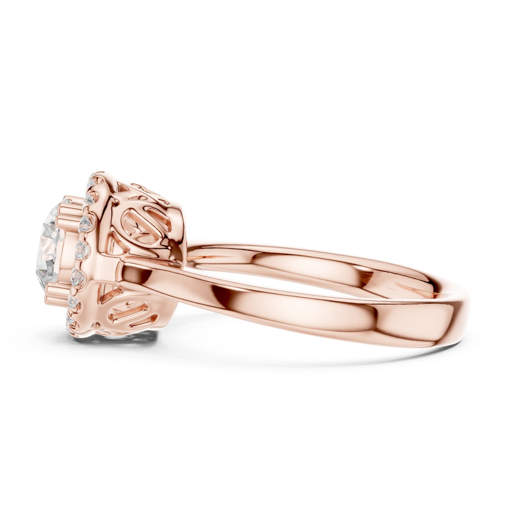 Round Lab Grown Diamond Halo Engagement Ring