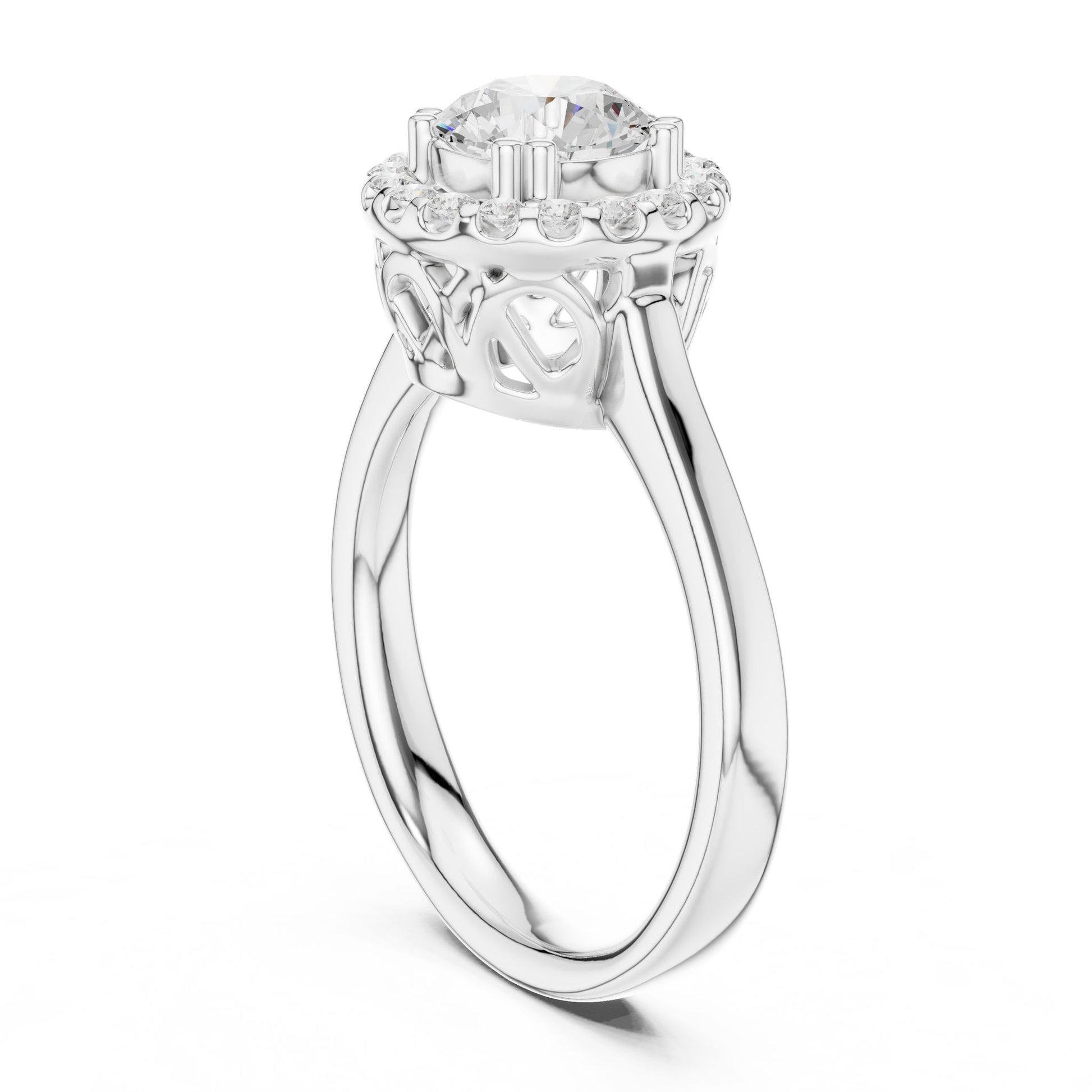 Round Lab Grown Diamond Halo Engagement Ring