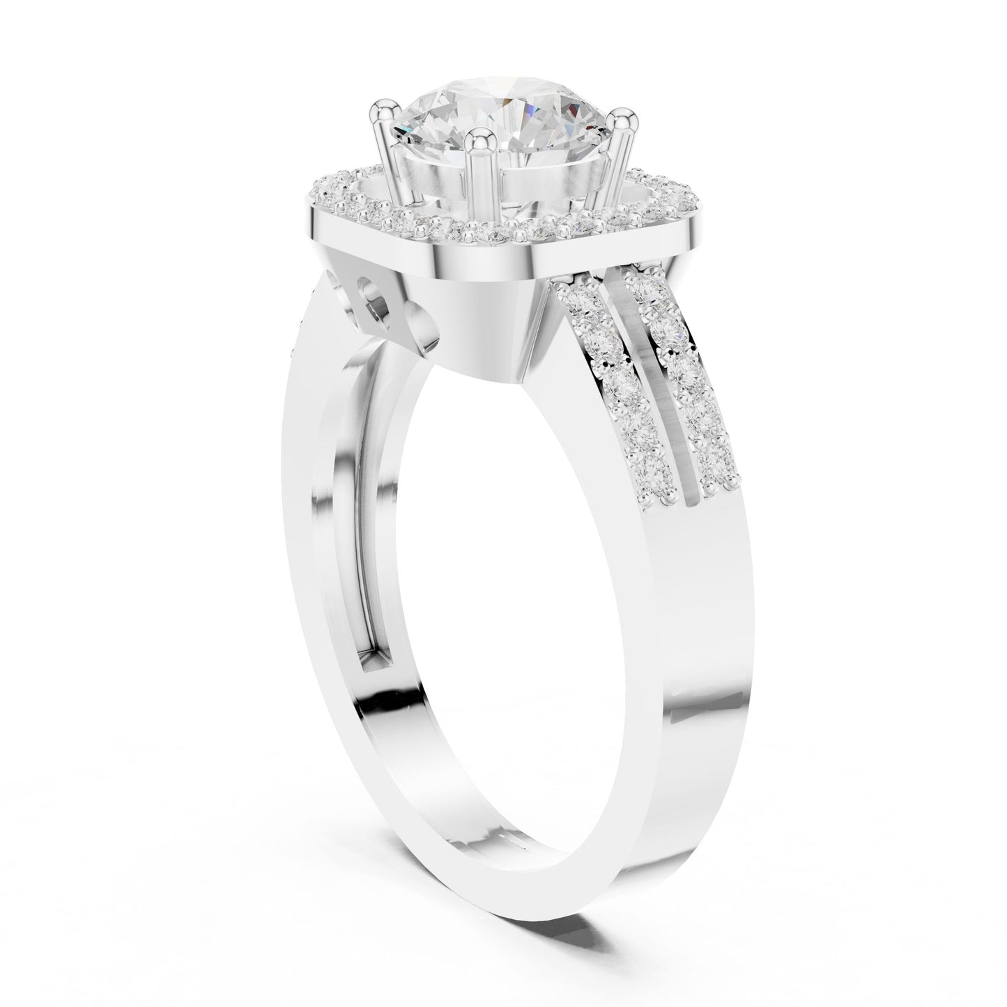 Round Lab Grown Diamond Halo Engagement Ring