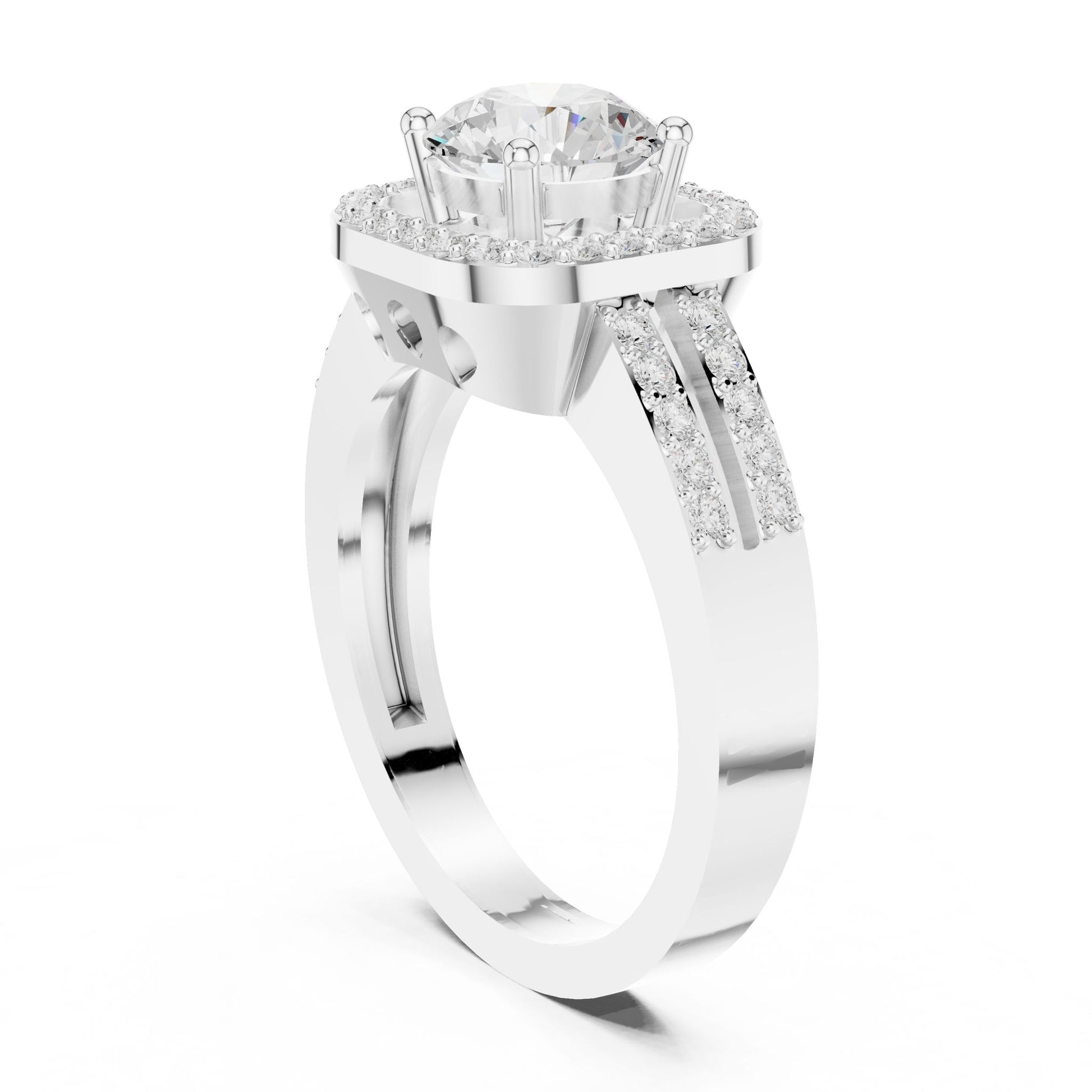 Round Lab Grown Diamond Halo Engagement Ring