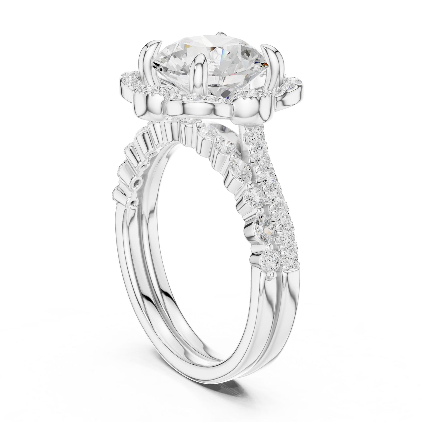 Round Lab Grown Diamond Halo Engagement Ring
