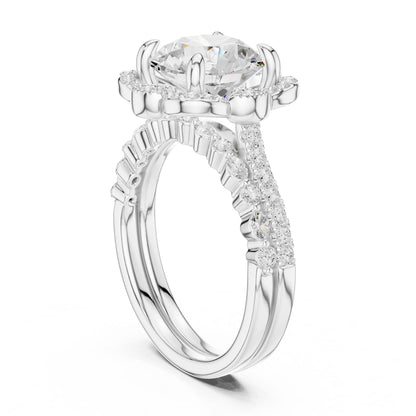 Round Lab Grown Diamond Halo Engagement Ring