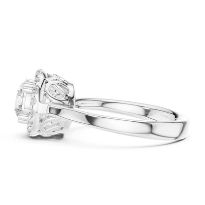 Round Lab Grown Diamond Halo Engagement Ring