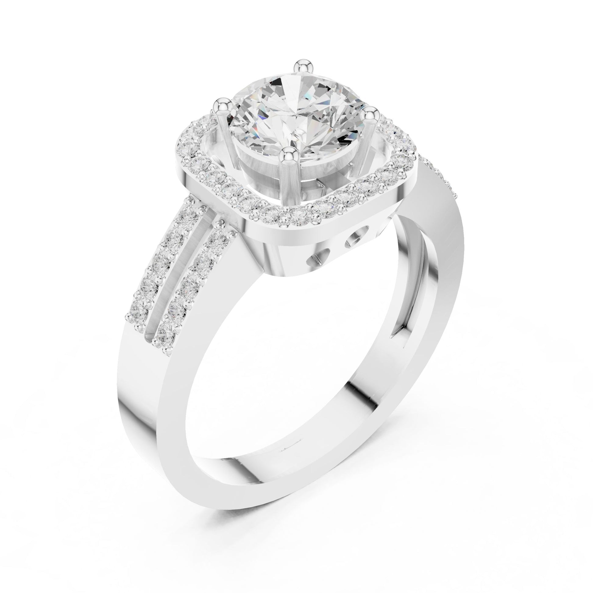 Round Lab Grown Diamond Halo Engagement Ring