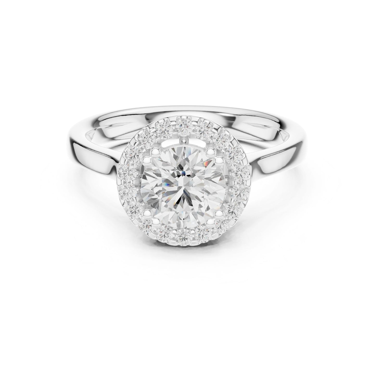 Round Lab Grown Diamond Halo Engagement Ring