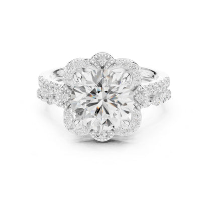 Round Lab Grown Diamond Halo Engagement Ring