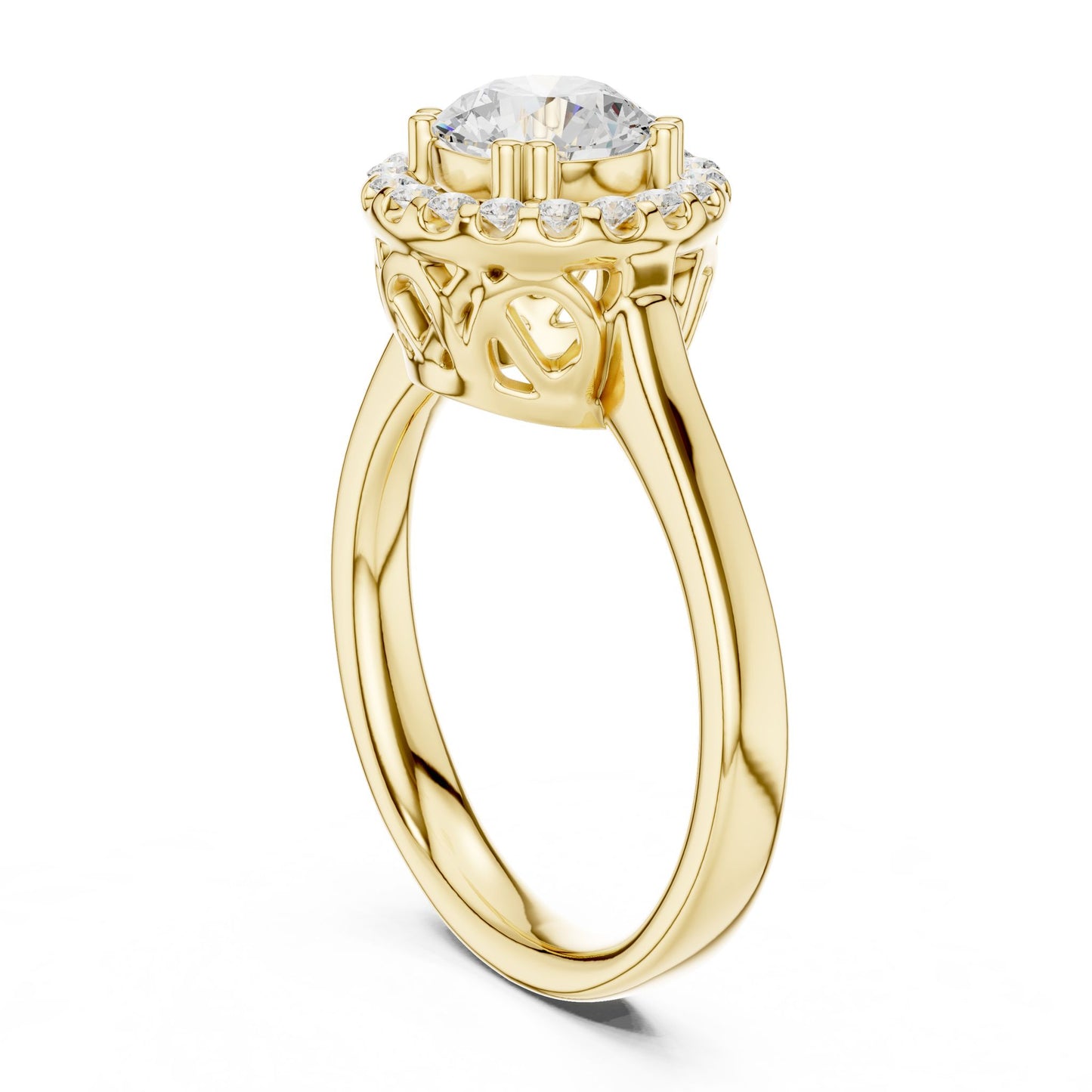 Round Lab Grown Diamond Halo Engagement Ring