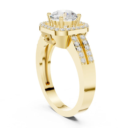 Round Lab Grown Diamond Halo Engagement Ring