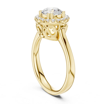 Round Lab Grown Diamond Halo Engagement Ring