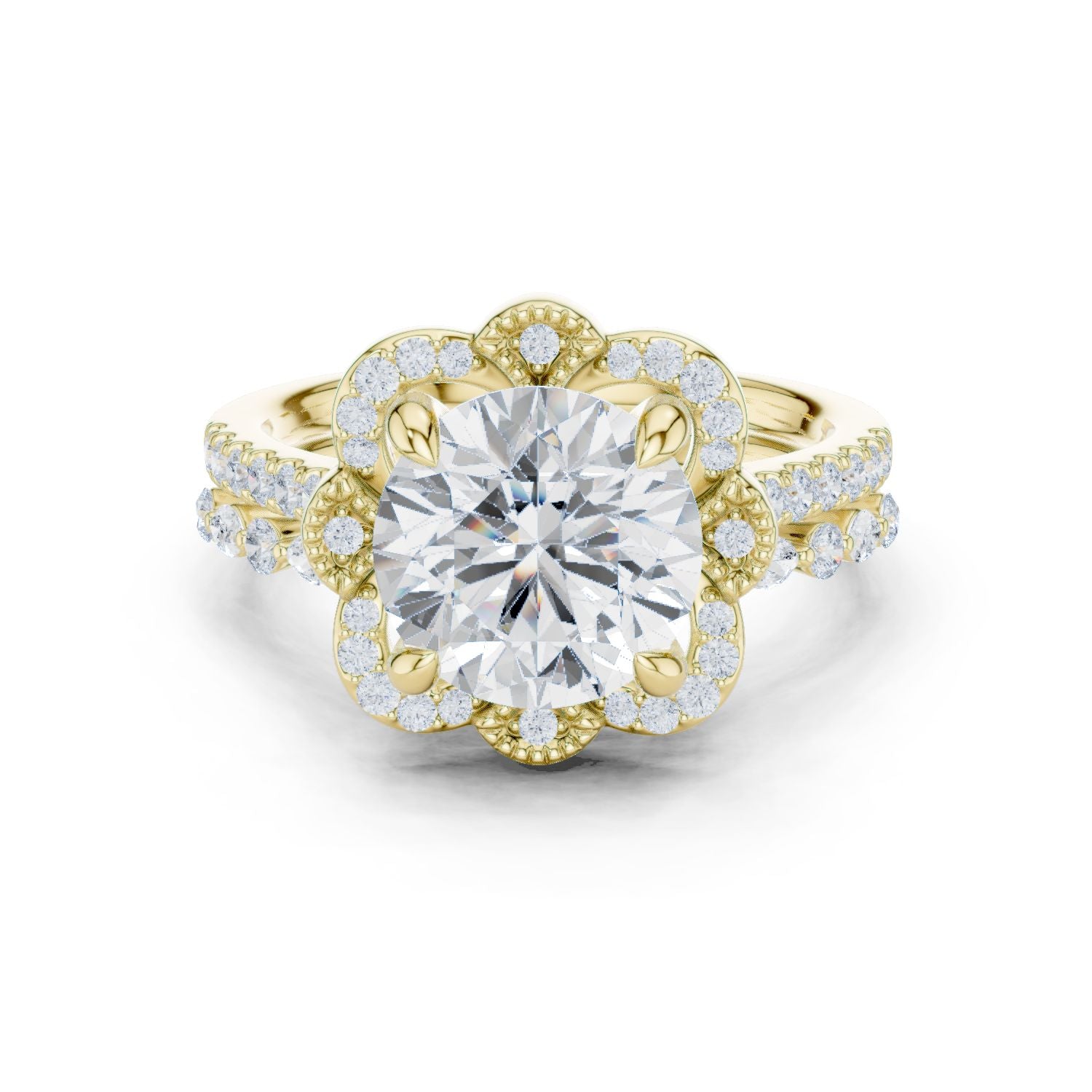 Round Lab Grown Diamond Halo Engagement Ring