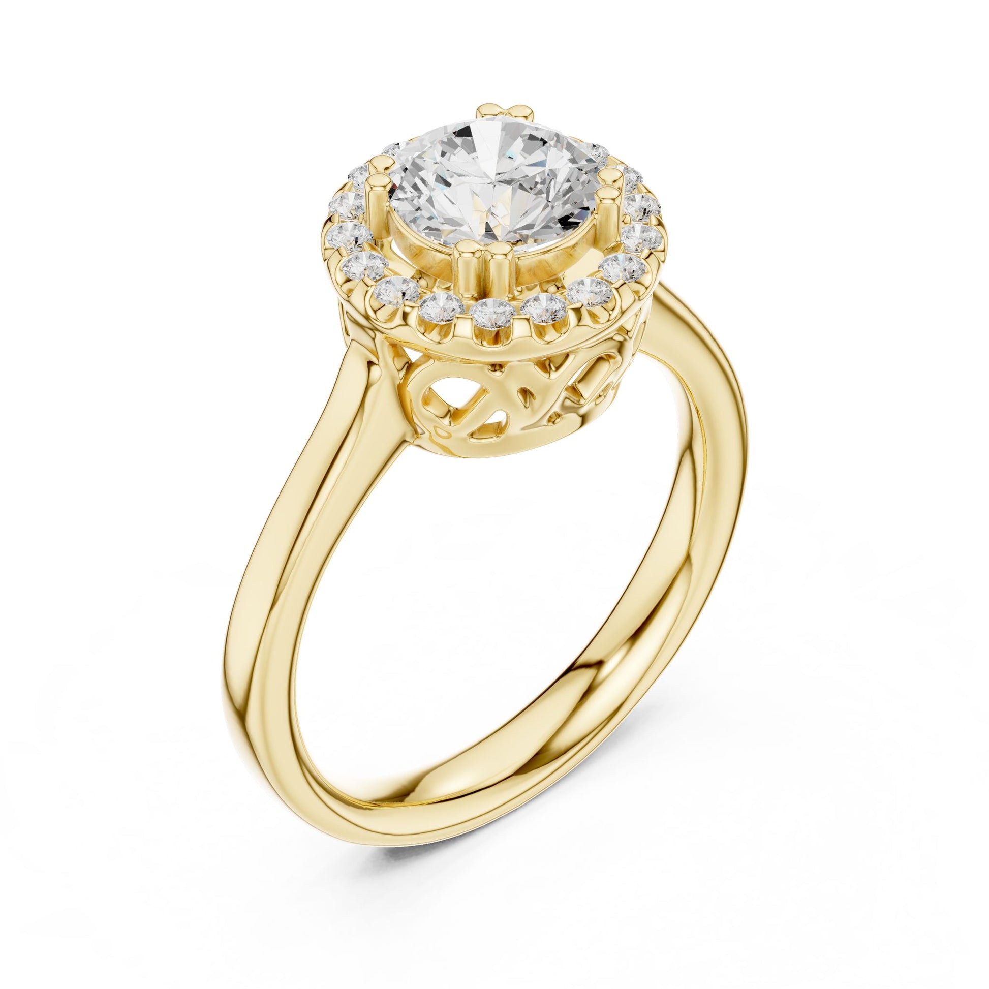 Round Lab Grown Diamond Halo Engagement Ring