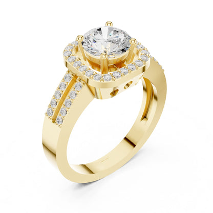 Round Lab Grown Diamond Halo Engagement Ring